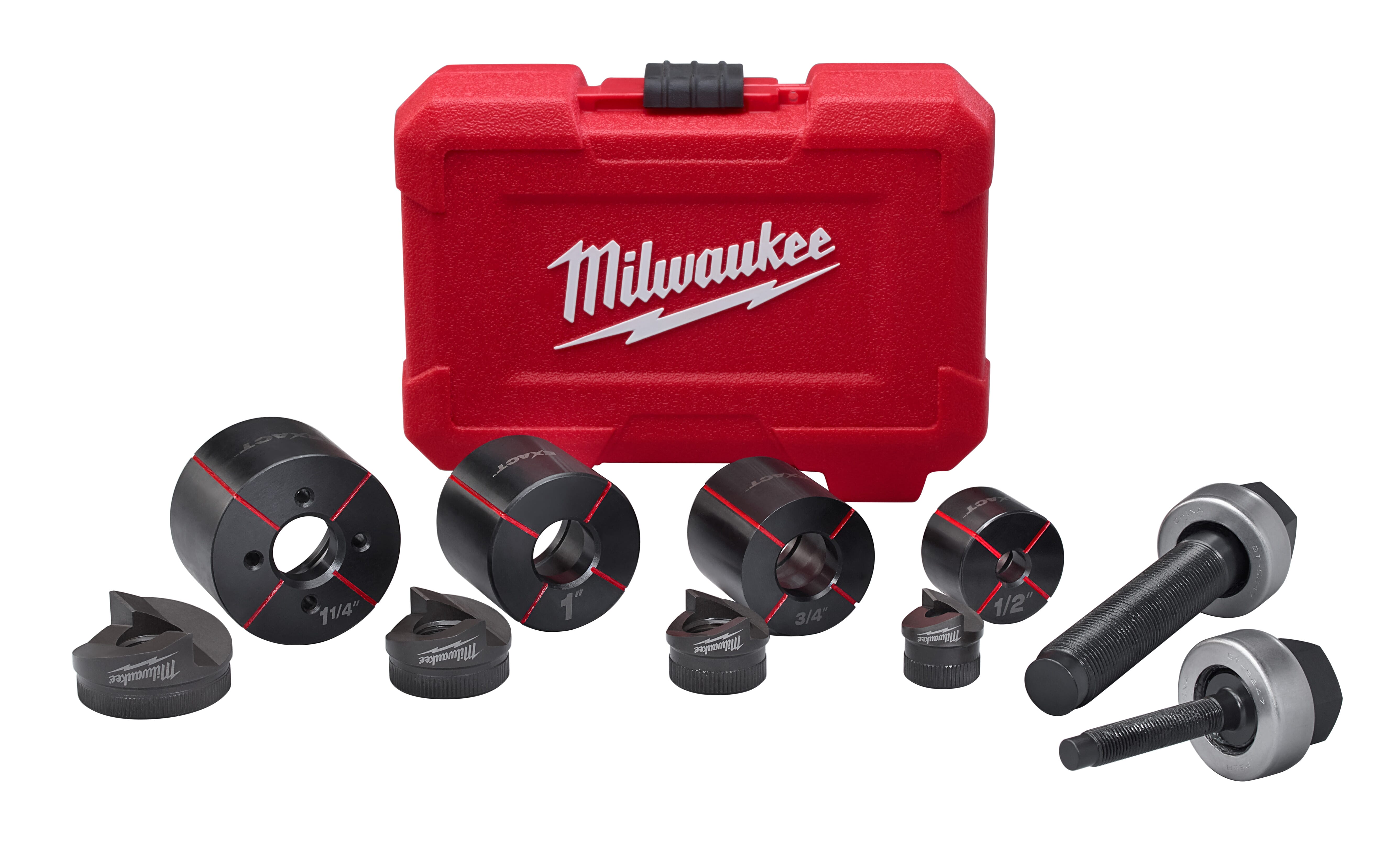 Milwaukee® M18™ Exact™ 49-16-2692 Knockout Punch Set, 10 ga Mild Steel Capacity, 10 Pieces, 1/2 to 1-1/4 in Conduit/Pipe, Mild Steel